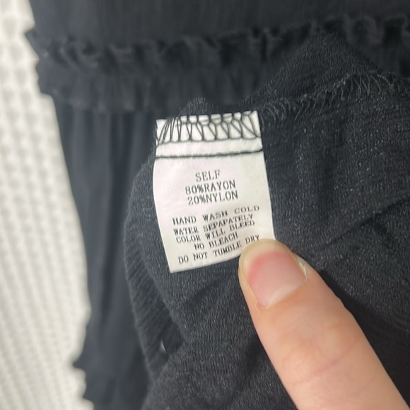 Pinch Gauzy Deep V Neck Black Tiered Short Sleeve Maxi Dress Medium - Picture 9 of 15